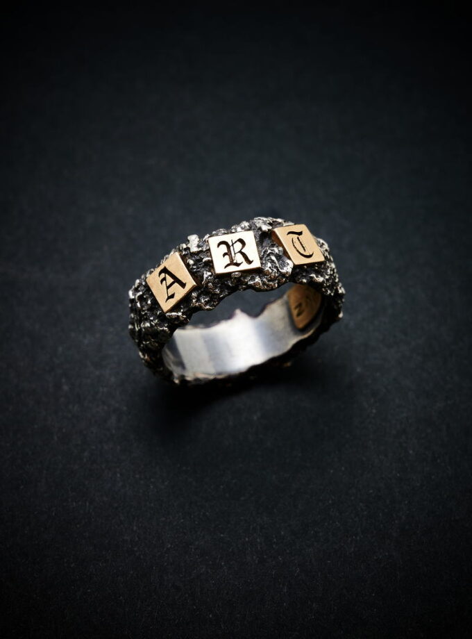 ‘ART’ Two-tone silver ring
