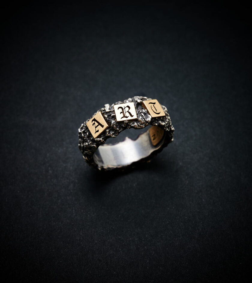 ‘ART’ Two-tone silver ring