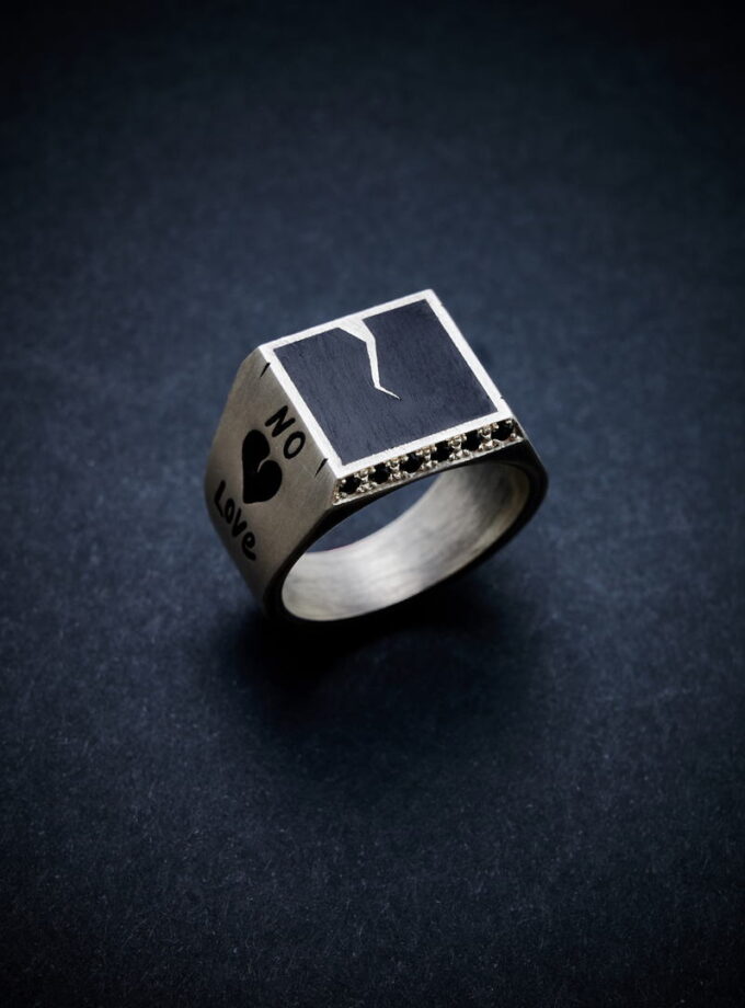 ‘No Love’ Black Spinels in Sterling Silver