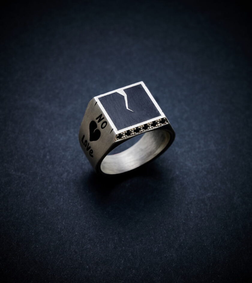 ‘No Love’ Black Spinels in Sterling Silver