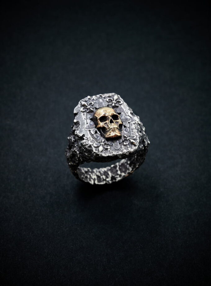 ‘Skull’ Sterling Silver & Bronze ring