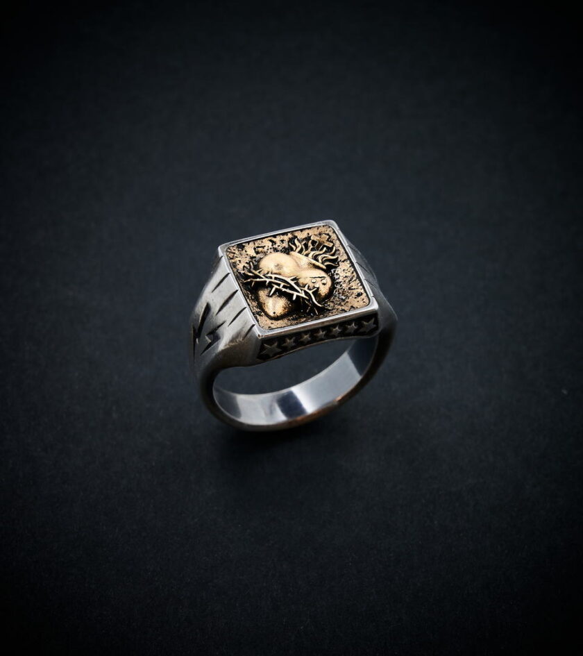 ‘Sacred Heart’ Silver & Bronze ring