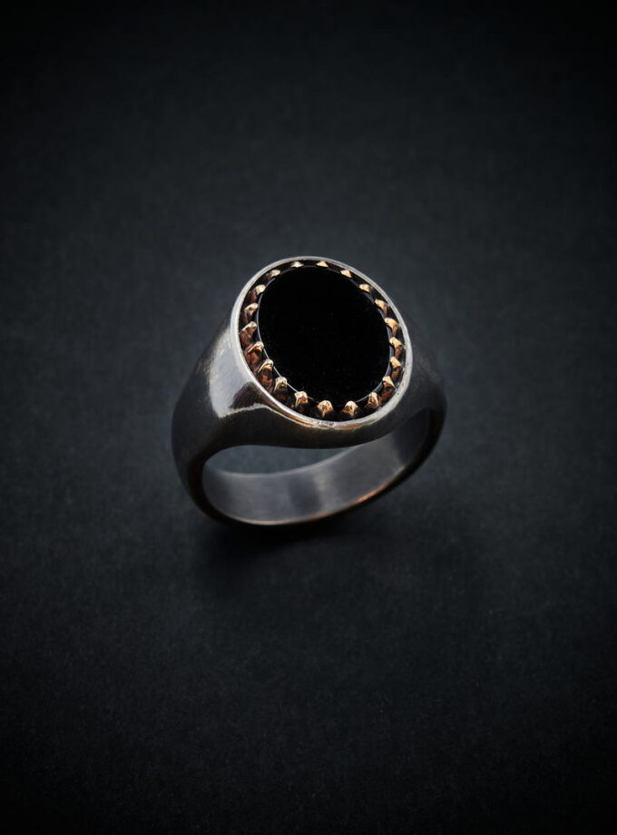 Black Onyx Sterling silver and Bronze