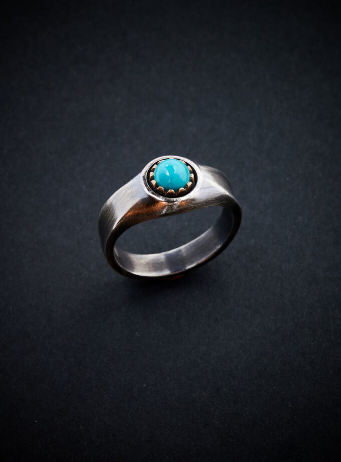 Natural Persian turquoise Sterling silver and Bronze