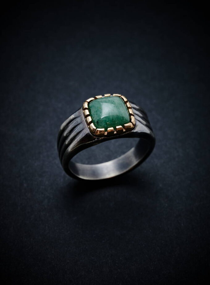 Aventurine, Sterling silver and Bronze