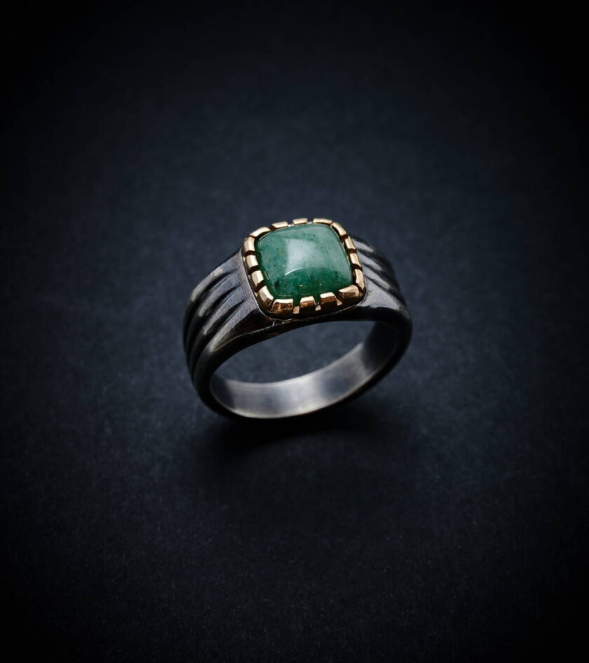 Aventurine, Sterling silver and Bronze