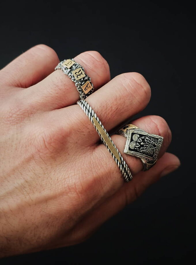 ‘ART’ Two-tone silver ring