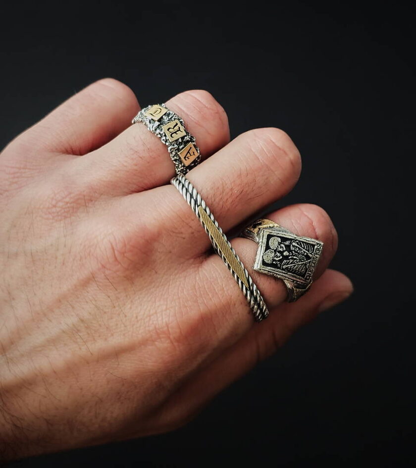 ‘ART’ Two-tone silver ring - Image 4