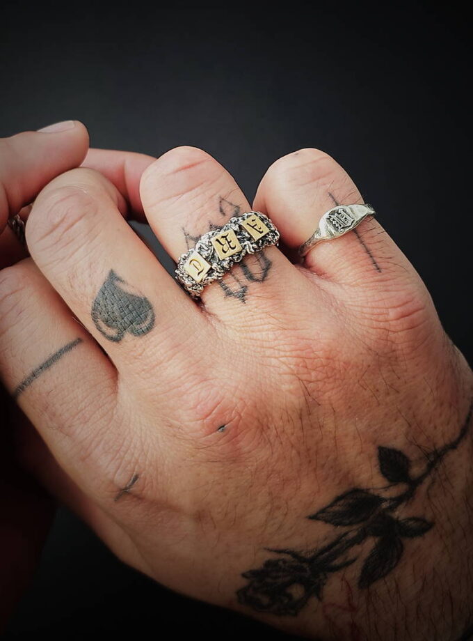 ‘ART’ Two-tone silver ring