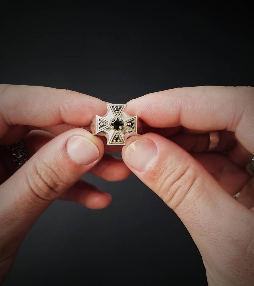 Black Diamonds & spinel Silver ring - Image 2