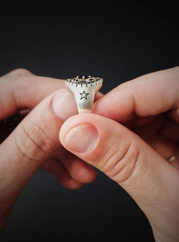 Smoke Quartz, Two-tone Silver & Bronze ring