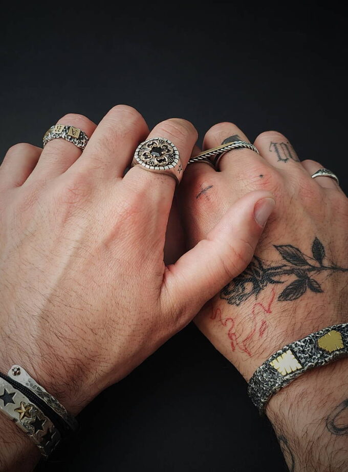 Smoke Quartz, Two-tone Silver & Bronze ring