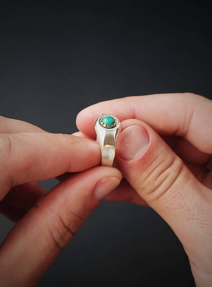 Natural Persian turquoise Sterling silver and Bronze