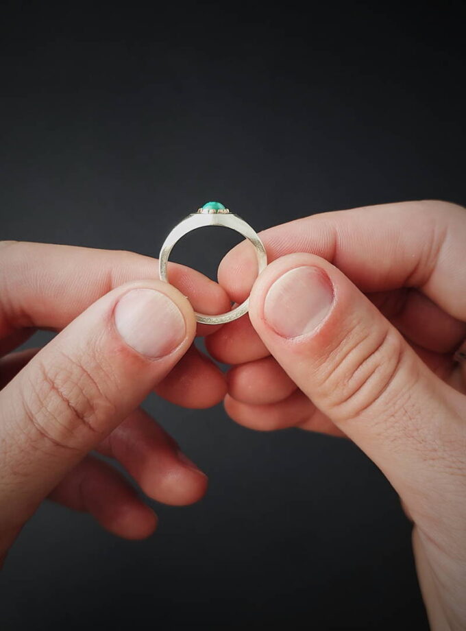 Natural Persian turquoise Sterling silver and Bronze