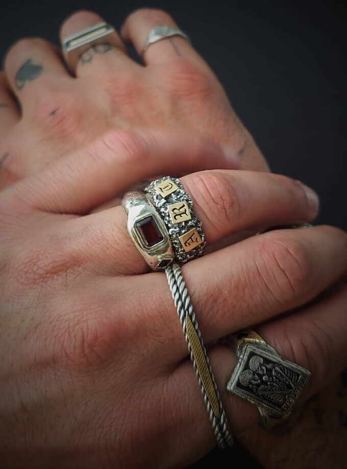 ‘ART’ Two-tone silver ring