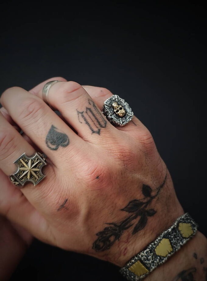 ‘Skull’ Sterling Silver & Bronze ring