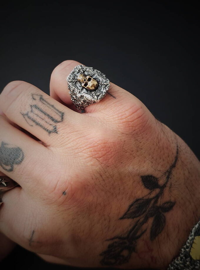 ‘Skull’ Sterling Silver & Bronze ring
