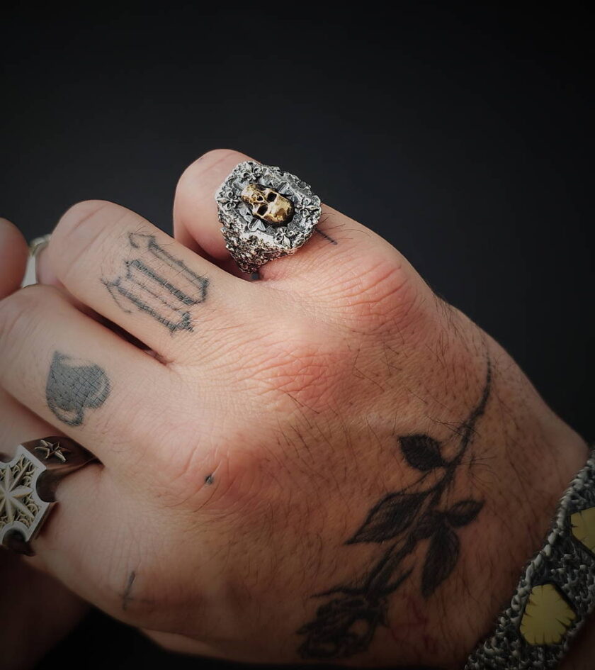 ‘Skull’ Sterling Silver & Bronze ring - Image 3