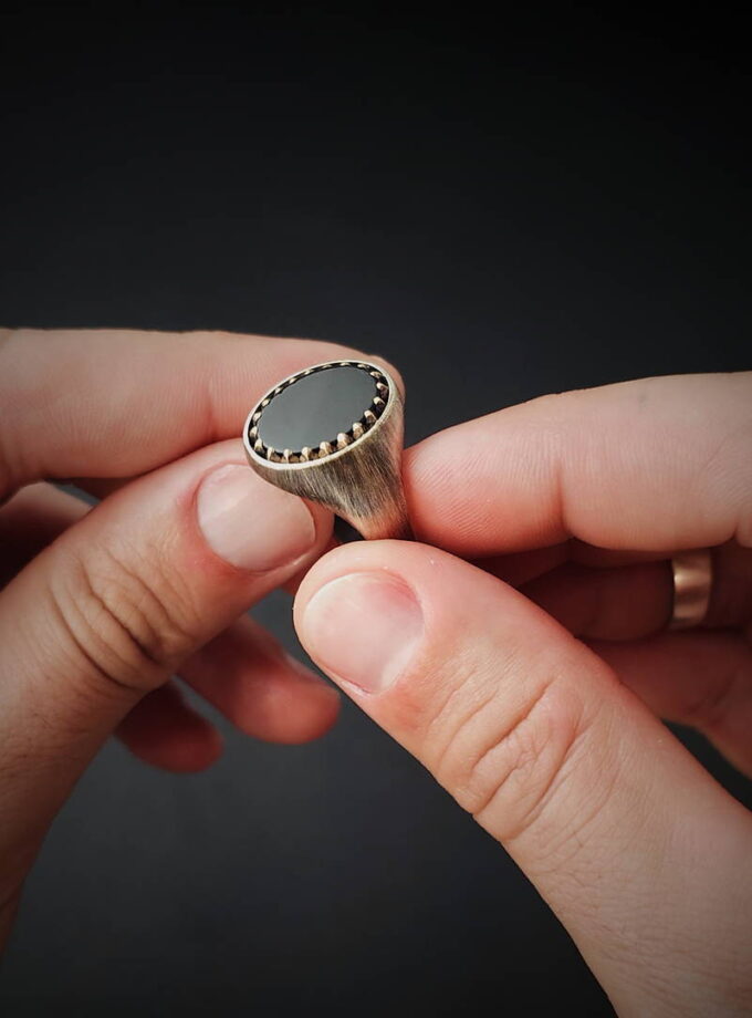 Black Onyx Sterling silver and Bronze