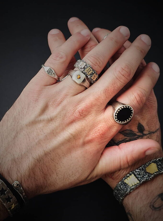 Black Onyx Sterling silver and Bronze