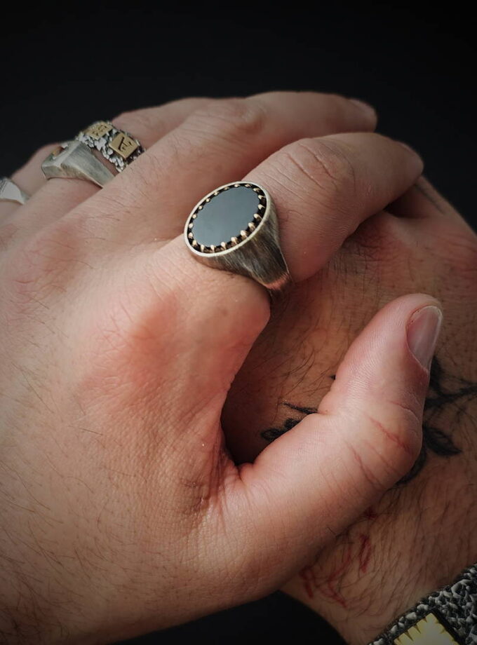 Black Onyx Sterling silver and Bronze