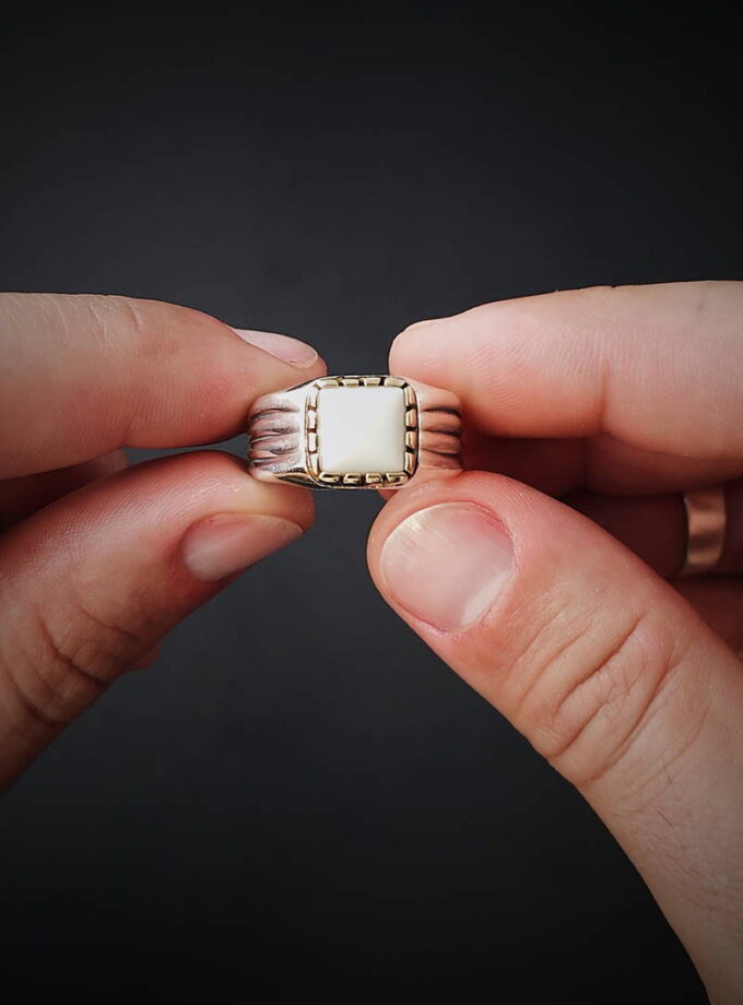 White Jasper, Sterling silver and Bronze