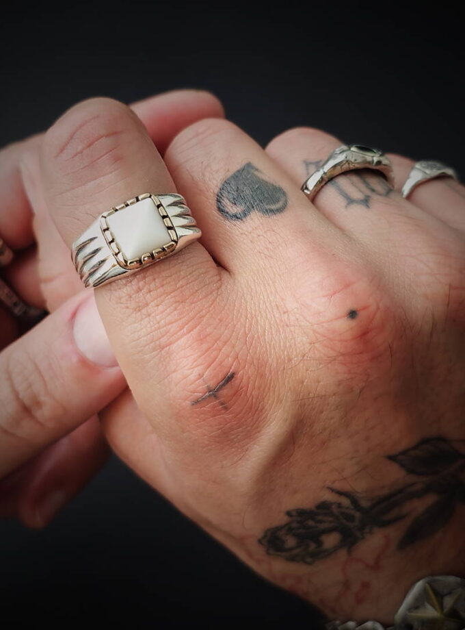 White Jasper, Sterling silver and Bronze