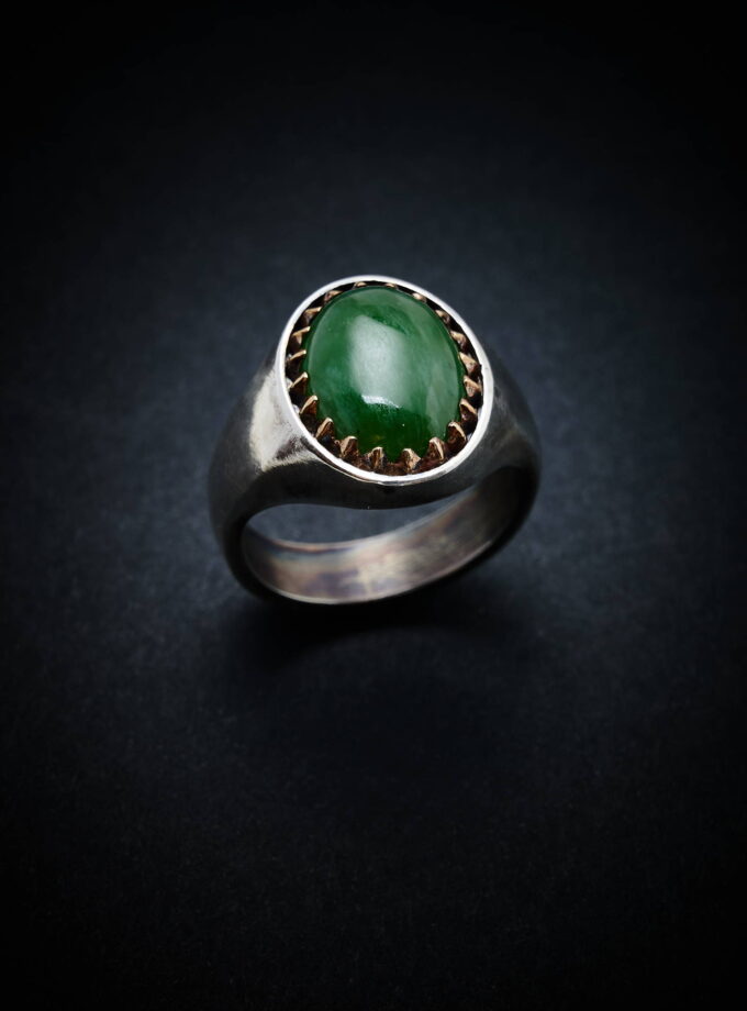 Green Jade Sterling silver and Bronze
