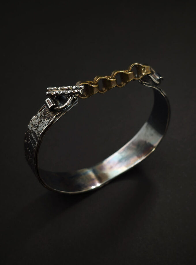 Oxidized Silver & bronze cuff