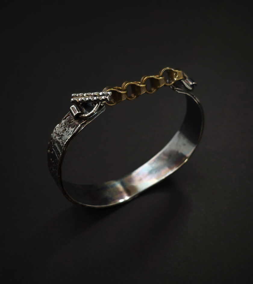 Oxidized Silver & bronze cuff