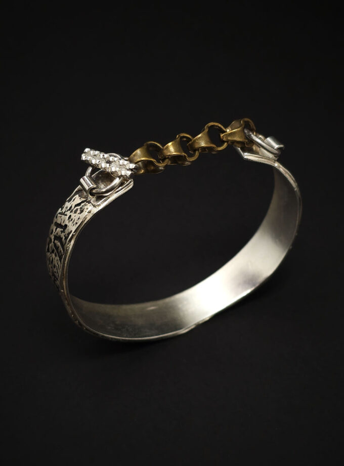 Sterling Silver & bronze cuff