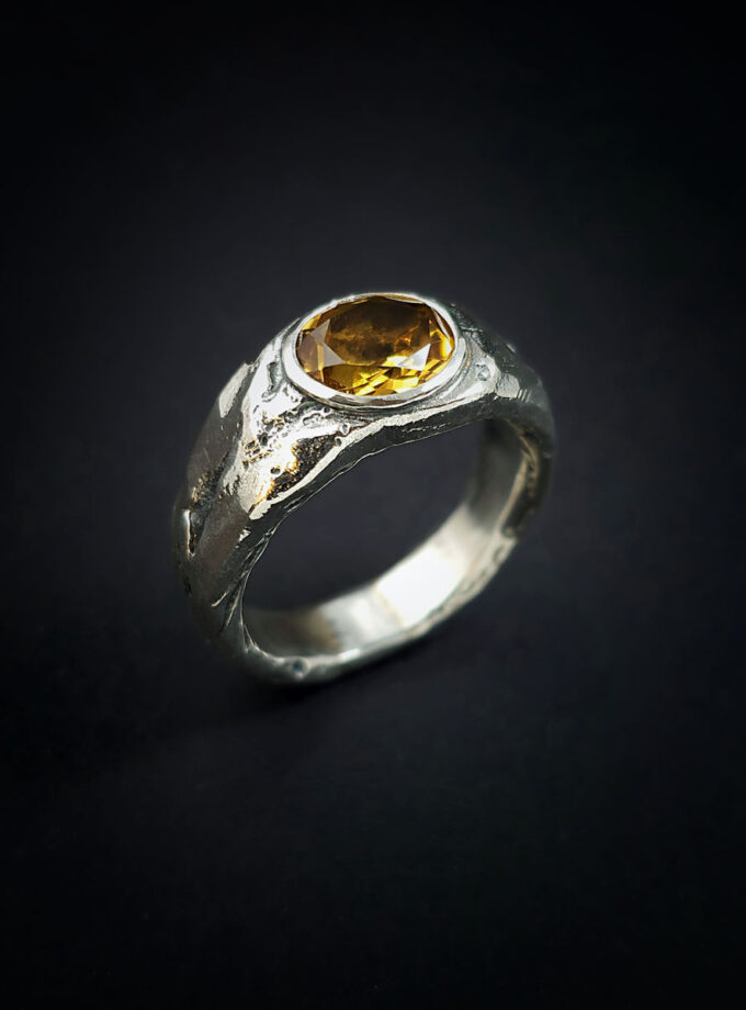 Golden Citrine Silver Ring