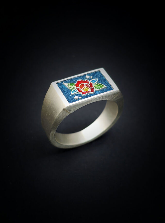‘Red Rose’ Silver Ring