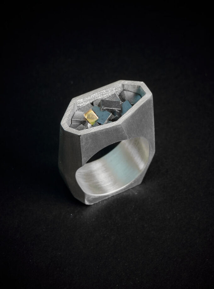 ‘Cubic’ Gold & Sterling Silver Ring