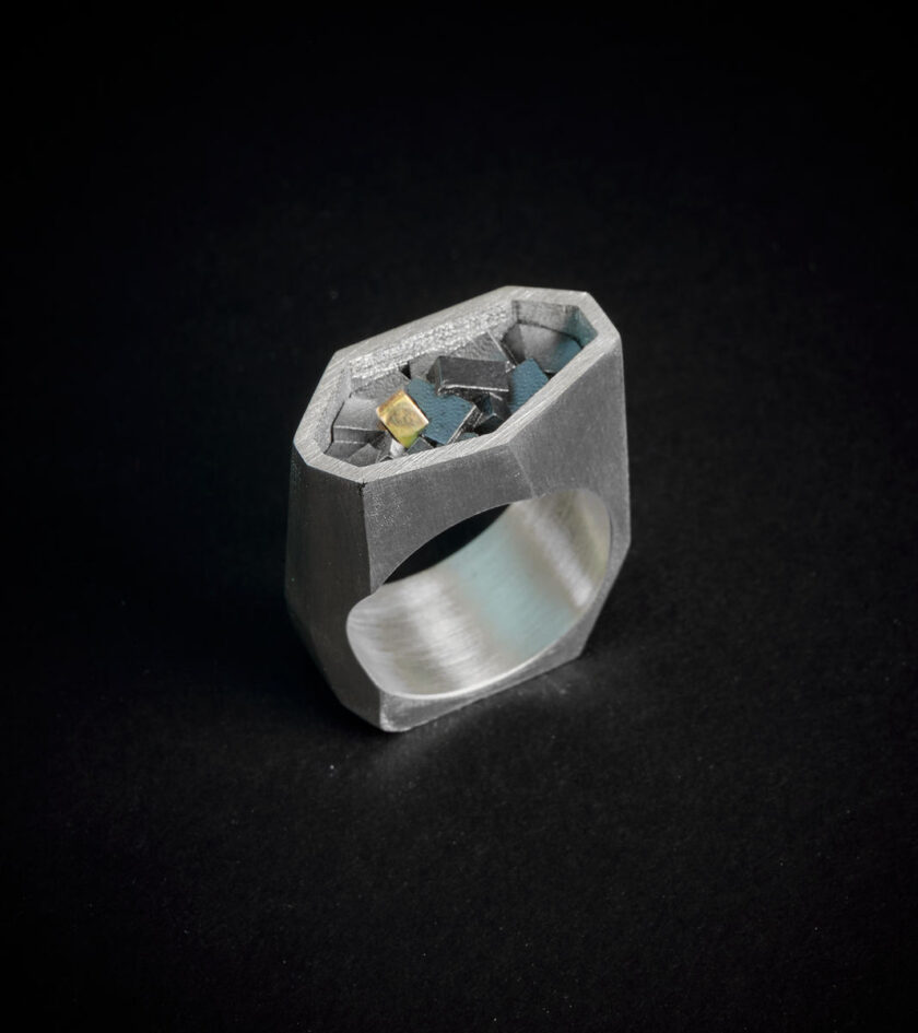 ‘Cubic’ Gold & Sterling Silver Ring