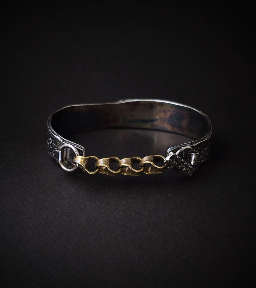Oxidized Silver & bronze cuff - Image 2