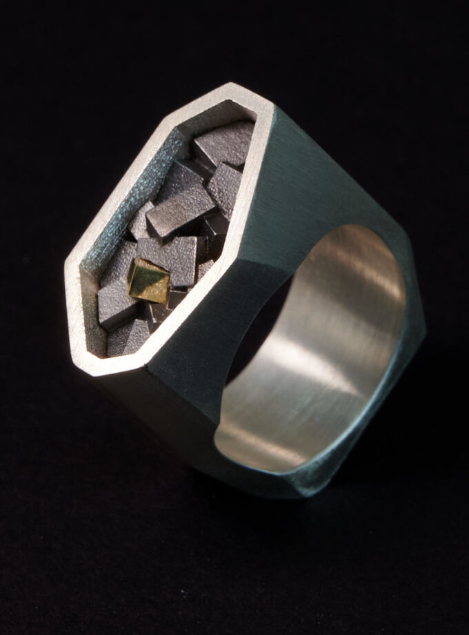 ‘Cubic’ Gold & Sterling Silver Ring