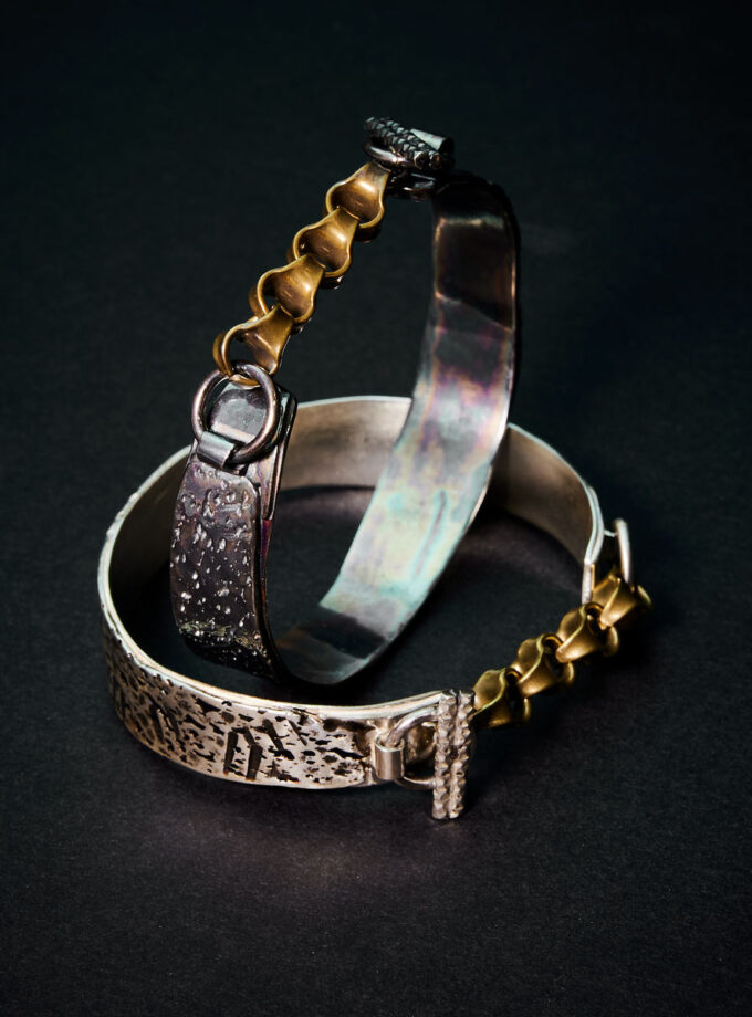 Oxidized Silver & bronze cuff