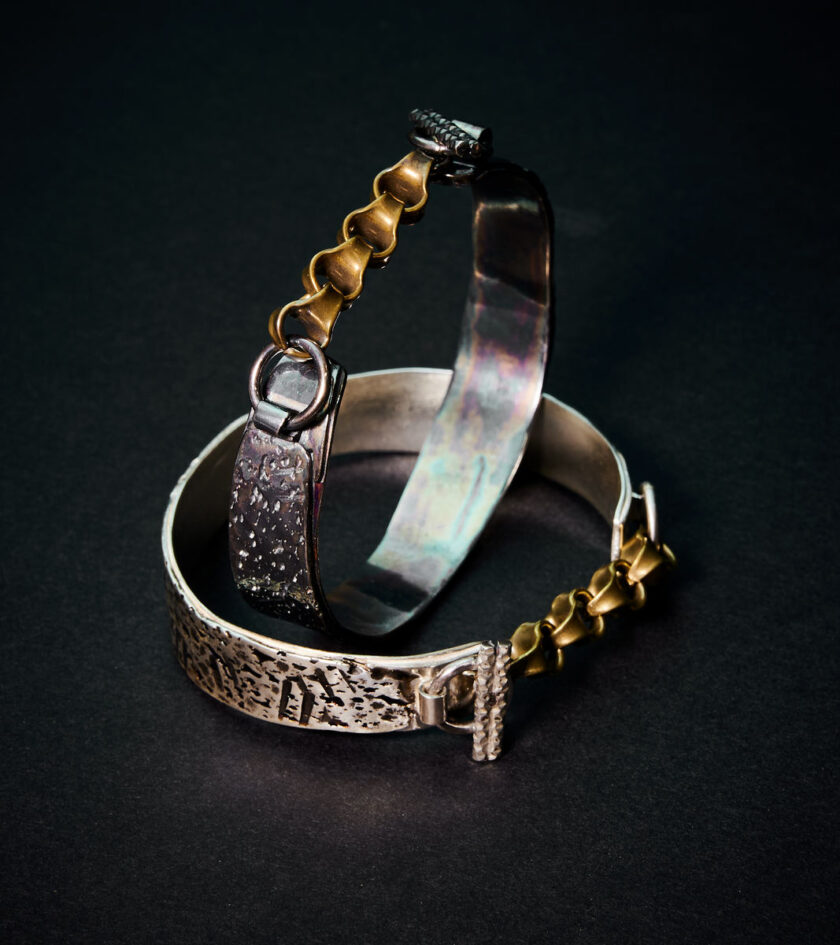 Oxidized Silver & bronze cuff - Image 4