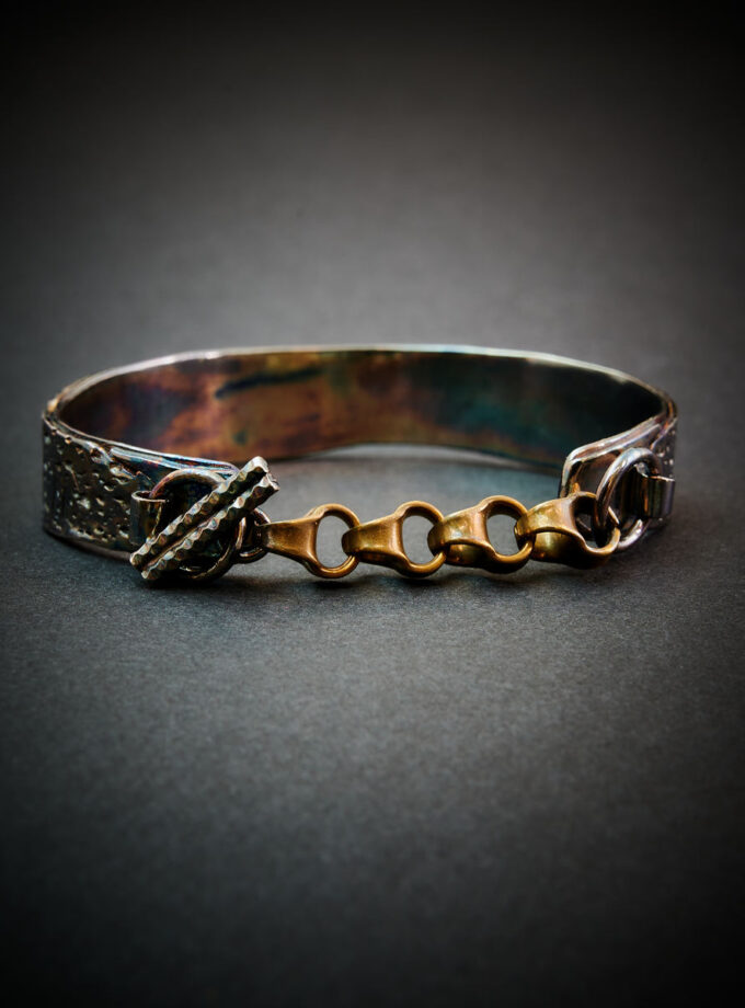 Oxidized Silver & bronze cuff