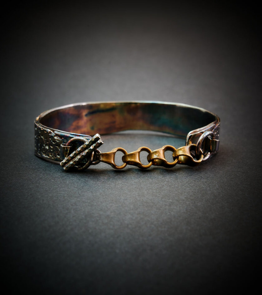 Oxidized Silver & bronze cuff - Image 3