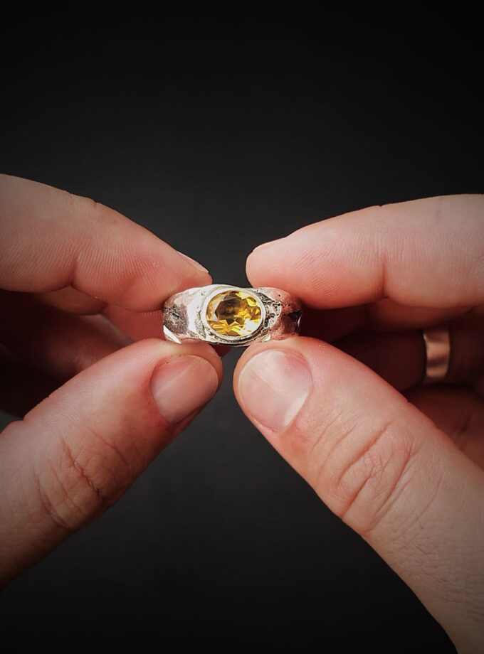 Golden Citrine Silver Ring