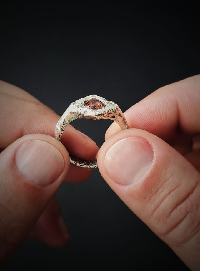 Tourmaline & Diamonds Silver Ring