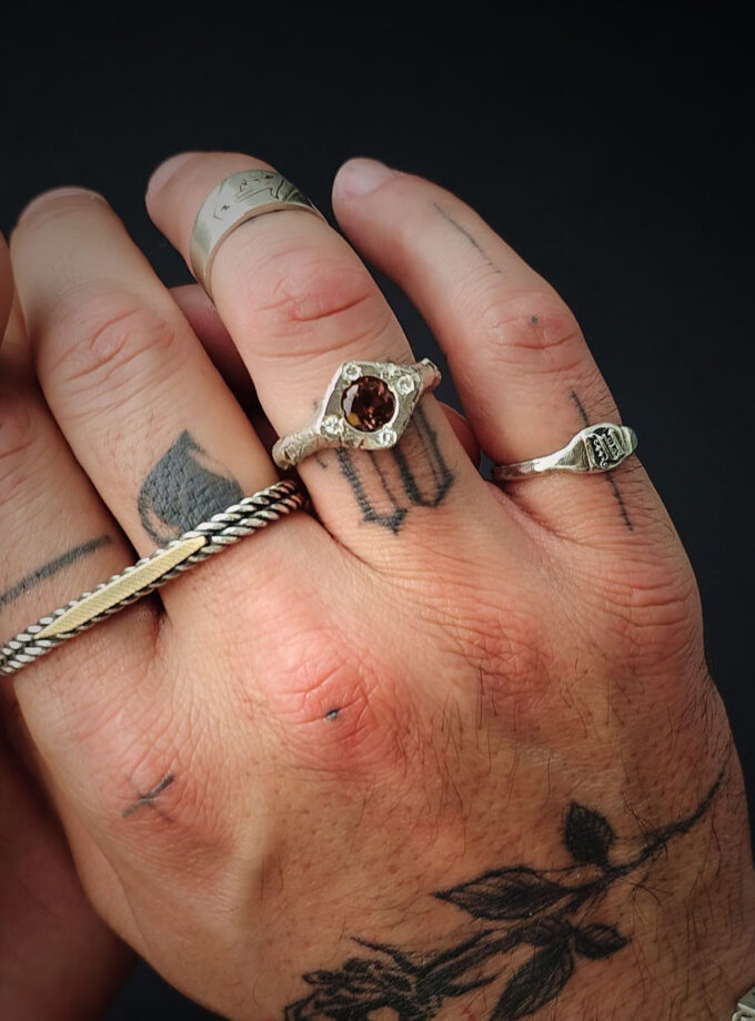 Tourmaline & Diamonds Silver Ring