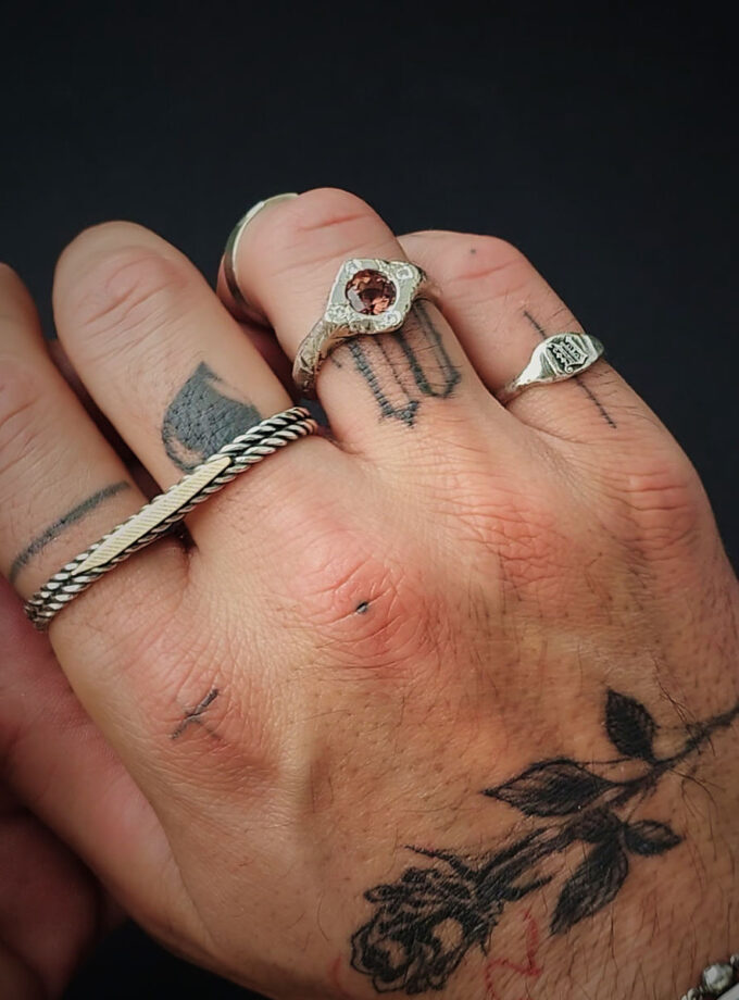 Tourmaline & Diamonds Silver Ring